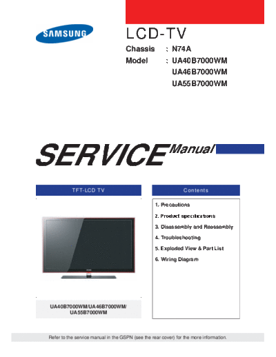 Samsung SAMSUNG+UA40B70000WM+UA46B70000WM-N74A  Samsung LCD TV UA40B70000WM chassis N74A SAMSUNG+UA40B70000WM+UA46B70000WM-N74A.pdf