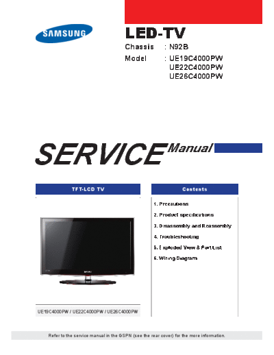 Samsung samsung ue22c4010pwxzg chassis n92b  Samsung LED TV UE22C4010PWXZG samsung ue22c4010pwxzg chassis n92b.pdf