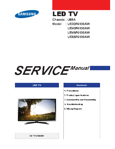 Samsung Samsung+UE32F6100AW+Chassis+U88A  Samsung LED TV UE32F6100AW  chassis U88A Samsung+UE32F6100AW+Chassis+U88A.pdf