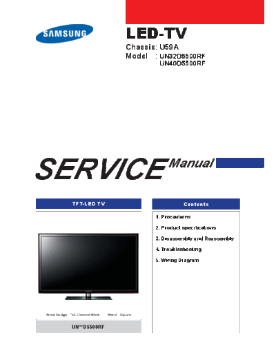 Samsung Cover  Samsung LED TV UN32D5500RF, UN40D5500RF Chassis U59A Cover.pdf