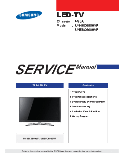 Samsung Samsung+UN55C6900VF+N95A  Samsung LED TV UN55C6900VF chassis N95A Samsung+UN55C6900VF+N95A.pdf
