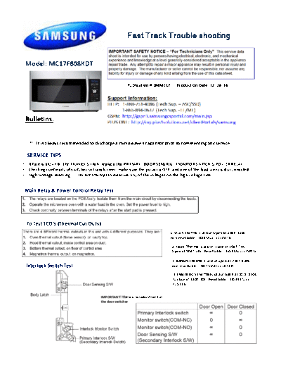 Samsung MC17F808KDT fast track  Samsung Microwave MC17F808KDT_AA MC17F808KDT_fast_track.pdf