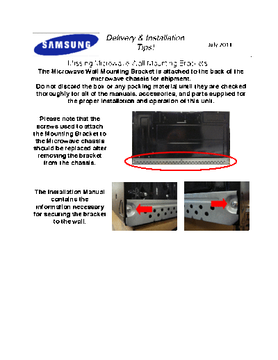 Samsung Microwave Mounting Bracket  Samsung Microwave SMH9187ST Microwave Mounting Bracket.pdf