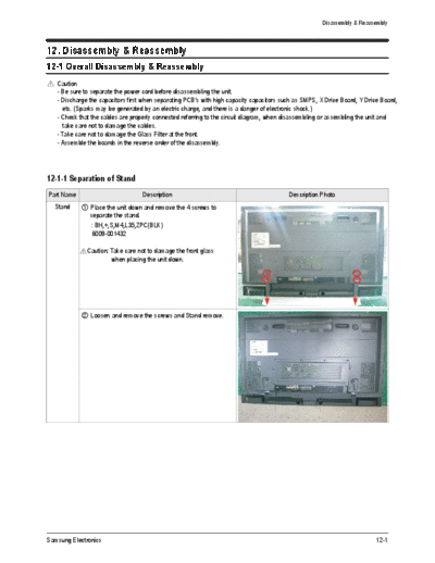 Samsung Disassembly & Reassembly  Samsung Plasma D72A chassis Disassembly & Reassembly.pdf