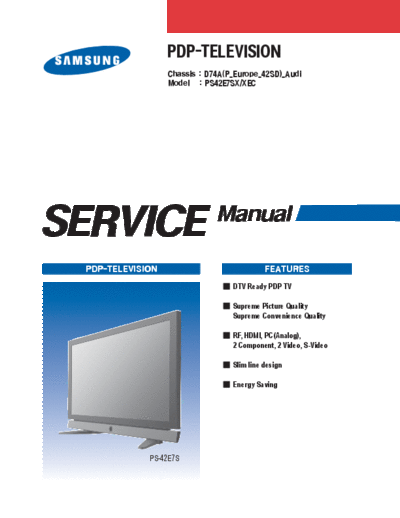 Samsung PS42E7SXXEC SB-KL-EX-SI 1224236206  Samsung Plasma D74A chassis PS42E7SXXEC_SB-KL-EX-SI_1224236206.pdf
