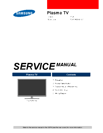 Samsung PS43F4500AWXBT SI 1399874500  Samsung Plasma F5GB chassis PS43F4500AWXBT_SI_1399874500.pdf