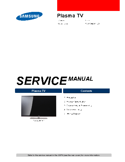 Samsung Samsung+PS43D490A1XZN+F83A  Samsung Plasma PL50B450B1XZD Chassis F67A(N_HD)_B450 Samsung+PS43D490A1XZN+F83A.pdf