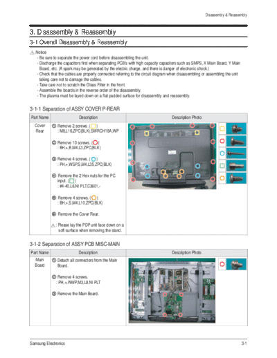 Samsung Disassembly & Reassembly  Samsung Plasma PS42 C 77 HD chassis F33B Disassembly & Reassembly.pdf