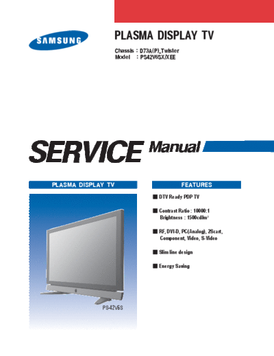 Samsung cover_print_103  Samsung Plasma PS42V6S chassis D73A cover_print_103.pdf