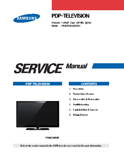 Samsung PS50A550S2RXXC KL-EX-SI 1244716714  Samsung Plasma PS50A550   chassis F49A PS50A550S2RXXC_KL-EX-SI_1244716714.pdf