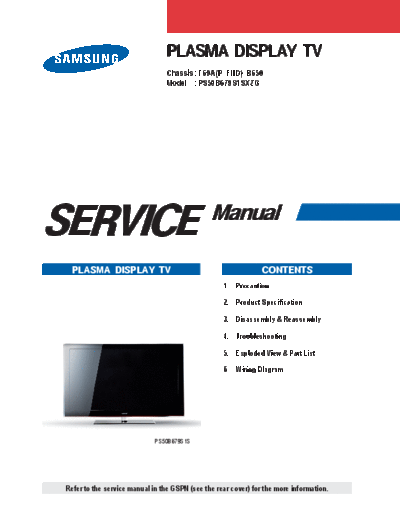 Samsung PS50B679S1SXZG KL-EX-SI 1257152745  Samsung Plasma PS50B679S1SXZG PS50B679S1SXZG_KL-EX-SI_1257152745.pdf