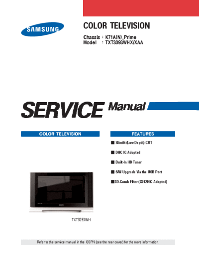 Samsung samsung txt3093whx k71a-n chassis-k71  Samsung TV TXT3093WHXXAA samsung_txt3093whx_k71a-n_chassis-k71.pdf