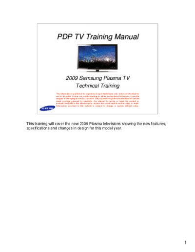 Samsung Samsung 2009 PDP Plasma Training Manual [TM]  Samsung Plasma Plasma Training 2009 Samsung_2009_PDP_Plasma_Training_Manual_[TM].pdf
