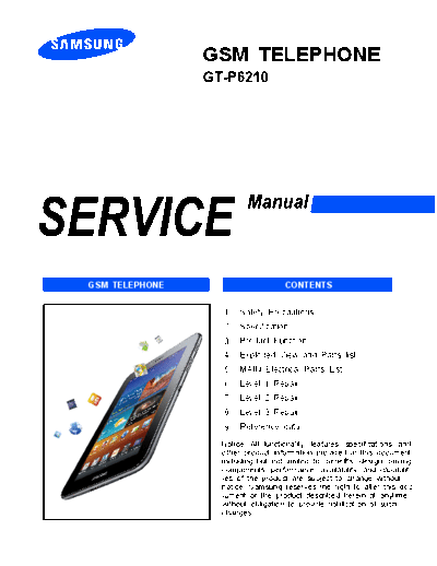 Samsung samsung gt-p6210 service manual r1.0  Samsung Tablet GT-P6210 Galaxy Tab 7.0 Plus samsung_gt-p6210_service_manual_r1.0.pdf