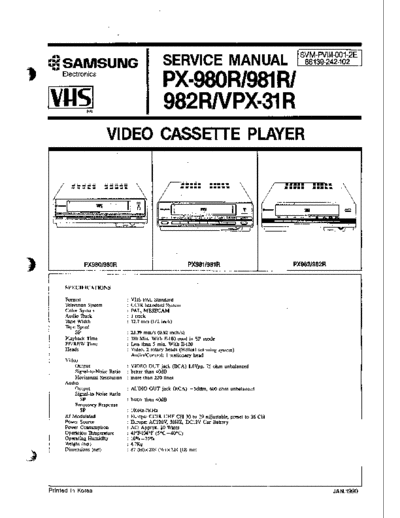 Samsung SAMSUNG PX-980R PX-981R PX-982R VPX-31R VCR  Samsung Video PX-980R SAMSUNG_PX-980R_PX-981R_PX-982R_VPX-31R_VCR.pdf