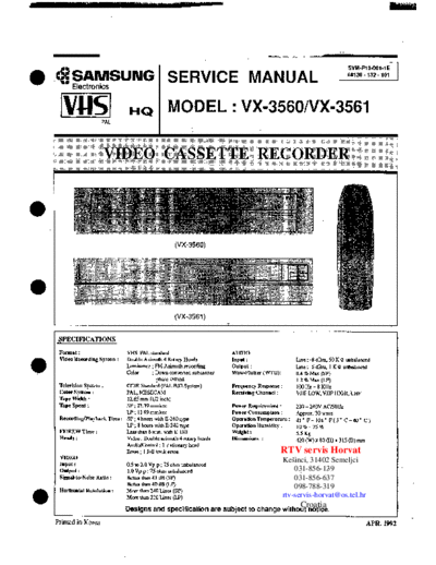 Samsung SAMSUNG VX-3560 VX-3561 VCR  Samsung Video VX-3560 VX-3561 SAMSUNG_VX-3560_VX-3561_VCR.pdf