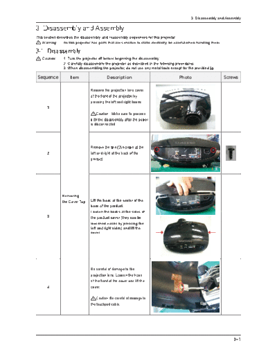 Samsung Disassembly & Reassembly  Samsung Projector SP-A400B Disassembly & Reassembly.pdf