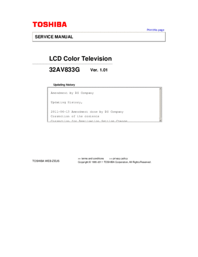 TOSHIBA Toshiba 32AV833G  TOSHIBA LCD 32AV833G Toshiba 32AV833G.pdf