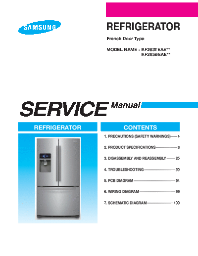 Samsung AW1-12-RF263T RF263B  Samsung Refridgerators RF263BEAESR AW1-12-RF263T_RF263B.pdf