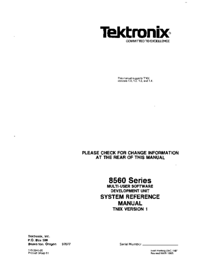Tektronix 070-3941-00 8560 System TNIX Version 1 Mar83  Tektronix 85xx 856x 070-3941-00_8560_System_TNIX_Version_1_Mar83.pdf