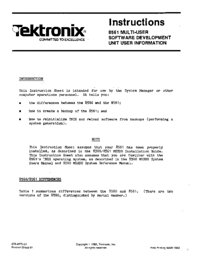 Tektronix 070-4679-00 8561 Unit User Information Mar83  Tektronix 85xx 856x 070-4679-00_8561_Unit_User_Information_Mar83.pdf