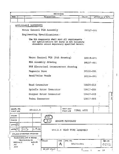 apple ST412.9 Head Disc Assembly Jan81  apple disk profile ST412.9_Head_Disc_Assembly_Jan81.pdf