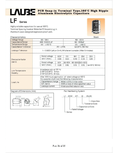 Laube [ELGEN] Laube-ELGEN [snap-in] LF SERIES  . Electronic Components Datasheets Passive components capacitors Laube [ELGEN] Laube-ELGEN [snap-in] LF SERIES.pdf