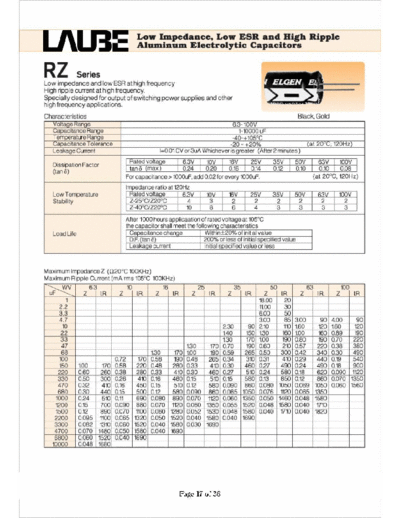 Laube [ELGEN] Laube-ELGEN [radial thru-hole] RZ SERIES  . Electronic Components Datasheets Passive components capacitors Laube [ELGEN] Laube-ELGEN [radial thru-hole] RZ SERIES.pdf