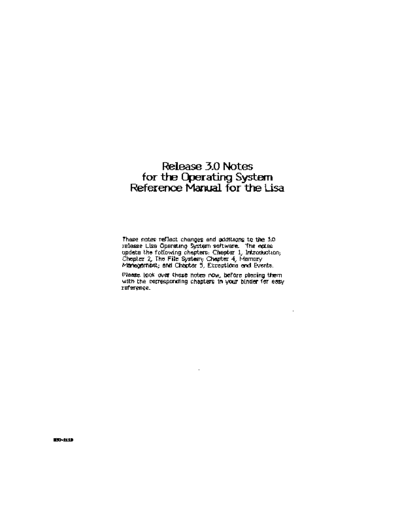 apple Release 3.0 Notes for the Operating System Reference Manual for the Lisa  apple lisa workshop_3.0 Release_3.0_Notes_for_the_Operating_System_Reference_Manual_for_the_Lisa.pdf