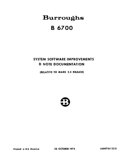 burroughs 5000763 B6700 Software Notes 2.5 Oct73  burroughs B6500_6700 softwareNotes 5000763_B6700_Software_Notes_2.5_Oct73.pdf