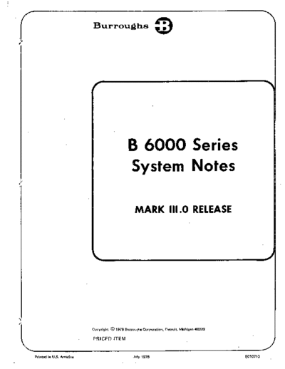 burroughs 5010713 B6700 Software Notes 3.0 Jul78  burroughs B6500_6700 softwareNotes 5010713_B6700_Software_Notes_3.0_Jul78.pdf