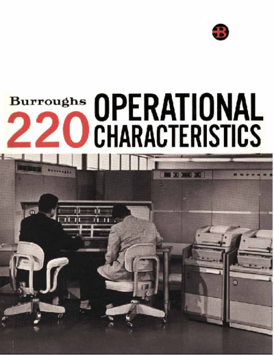 burroughs 5020A B220 OperCharac Aug60  burroughs electrodata 220 5020A_B220_OperCharac_Aug60.pdf