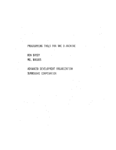 burroughs Programming Tools For The D Machine  burroughs military D_Machine Programming_Tools_For_The_D_Machine.pdf