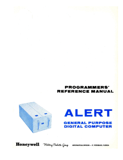 honeywell R-ED 24290 ALERT Programmers Reference Manual Jun66  honeywell military alert R-ED_24290_ALERT_Programmers_Reference_Manual_Jun66.pdf