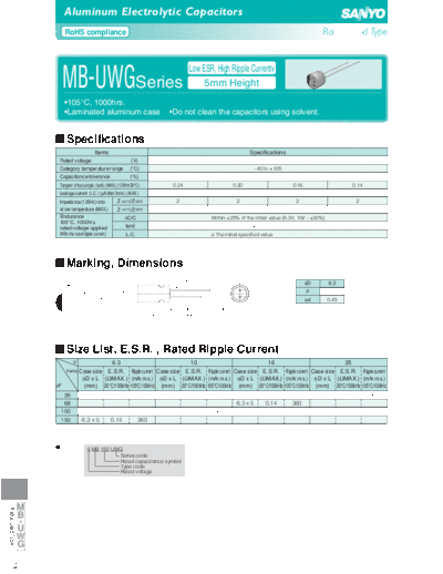 Sanyo [radial thru-hole] UWG Series  . Electronic Components Datasheets Passive components capacitors Sanyo Sanyo [radial thru-hole] UWG Series.pdf