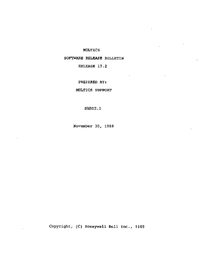 honeywell relNotes 12.2 Nov88  honeywell multics releaseNotes relNotes_12.2_Nov88.pdf