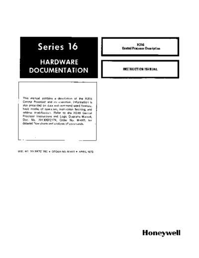 honeywell 70130072176C 316 CPU Descr Apr73  honeywell series16 h316 70130072176C_316_CPU_Descr_Apr73.pdf