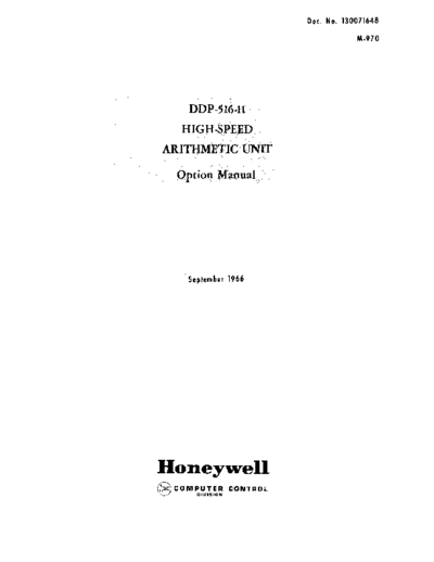 honeywell 130071648 HSALU Nov67  honeywell series16 h516 130071648_HSALU_Nov67.pdf