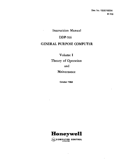 honeywell 130071620B MaintVo1 Oct68  honeywell series16 h516 130071620B_MaintVo1_Oct68.pdf