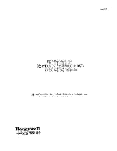 honeywell M-915 FtnIVcompListing 1969  honeywell series16 software M-915_FtnIVcompListing_1969.pdf