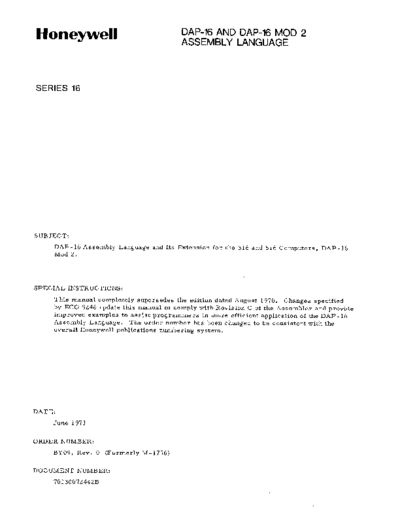 honeywell Series16 AsmRef  honeywell series16 software Series16_AsmRef.pdf