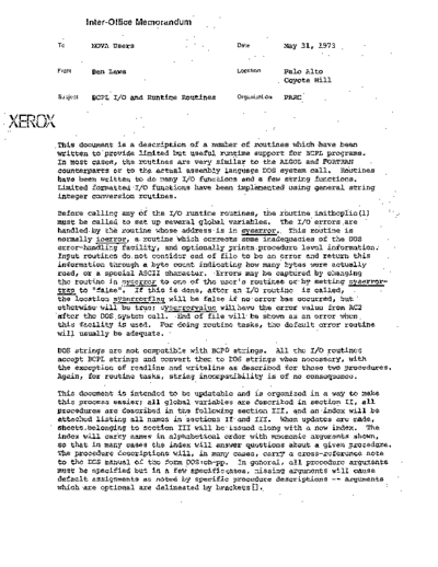 xerox BCPL IO and Runtime Routines May73  xerox alto memos_1973 BCPL_IO_and_Runtime_Routines_May73.pdf