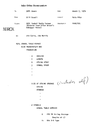 xerox BCPL Symbol Table Format Mar74  xerox alto memos_1974 BCPL_Symbol_Table_Format_Mar74.pdf