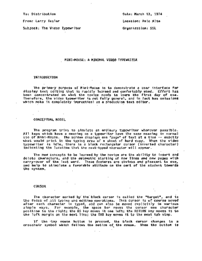 xerox Mini-Mouse A Minimal Video Typewriter Mar74  xerox alto memos_1974 Mini-Mouse_A_Minimal_Video_Typewriter_Mar74.pdf