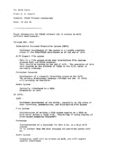 xerox POLOS Project Checkpoints Jun74  xerox alto memos_1974 POLOS_Project_Checkpoints_Jun74.pdf