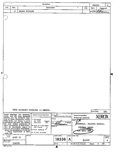xerox 216695A Assembly Control Board 1K Extn Mem  xerox alto schematics 216695A_Assembly_Control_Board_1K_Extn_Mem.pdf