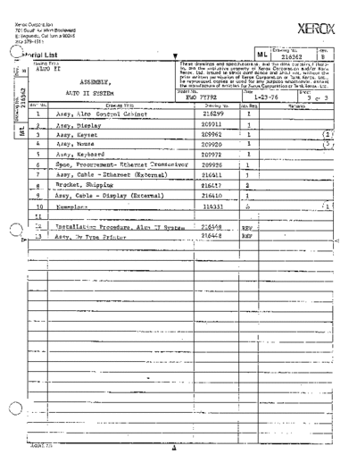 xerox 216362B Alto II Assembly Alto II System  xerox alto schematics 216362B_Alto_II_Assembly_Alto_II_System.pdf