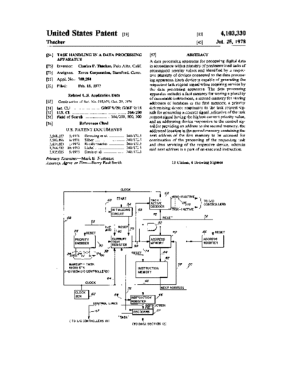 xerox 4103330 Hardware Tasking  xerox alto patents 4103330_Hardware_Tasking.pdf