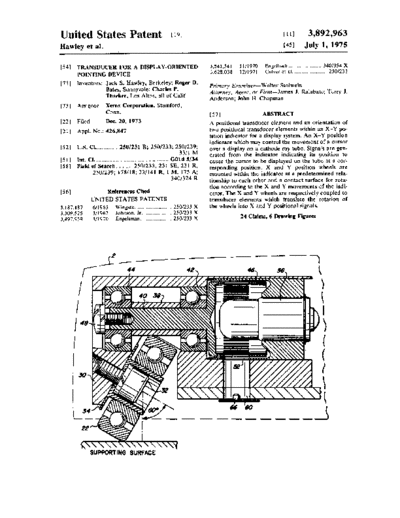 xerox 3892963 Hawley Mouse  xerox alto patents 3892963_Hawley_Mouse.pdf