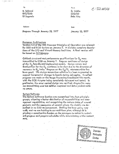 xerox 19770120 Progress Through January 20 1977  xerox sdd memos_1977 19770120_Progress_Through_January_20_1977.pdf